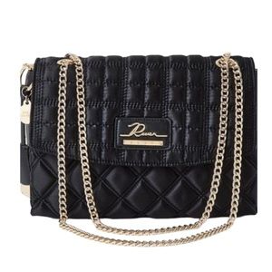 River Island Women’s High Fashion Quilted Chain Strap Satchel Handbag Purse